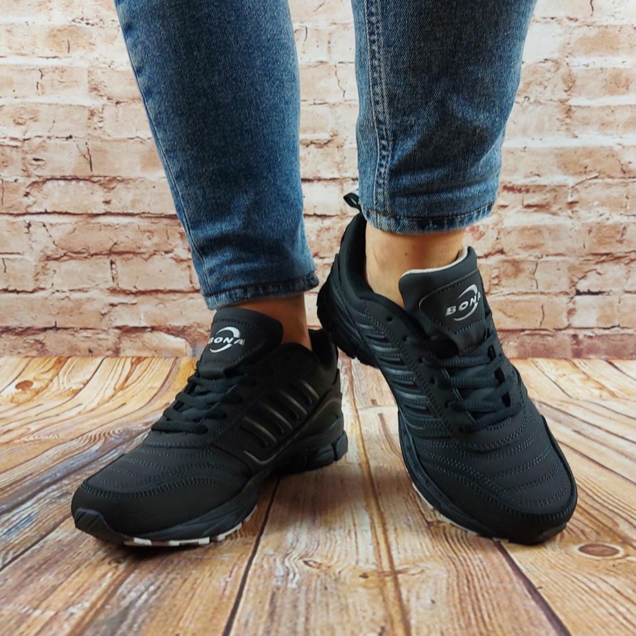Кросівки підліткові BONA 628Д-2 чорні нубук