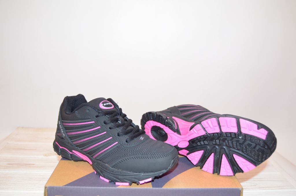 Кросівки підліткові BONA 659С-2 чорні з рожевим нубук