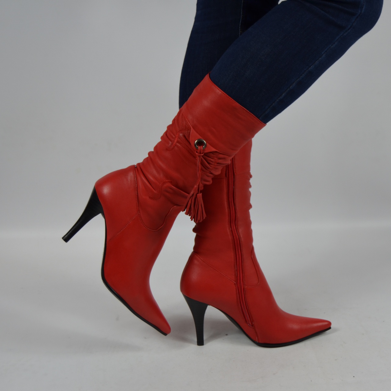 Ботильйони жіночі Блю Темп 71-123 червоні шкіра каблук (останній 37 розмір)