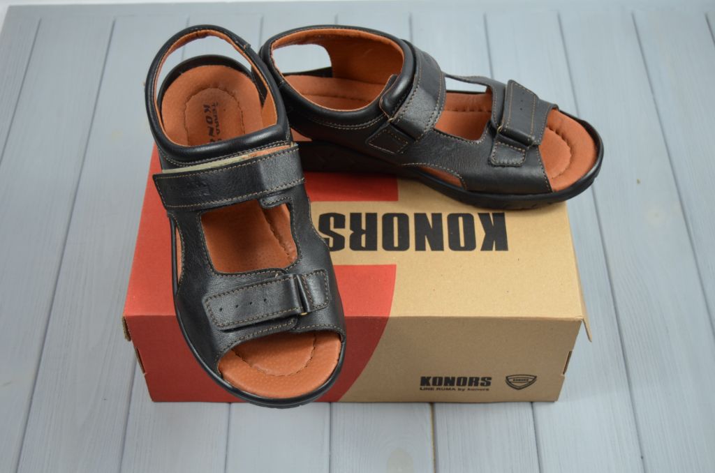 Мужские сандали Konors 793-7-19 чёрные кожа, последний 41 размер