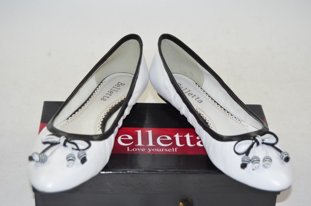 Балетки жіночі Beletta 816 білі шкіра, останній 41 размер