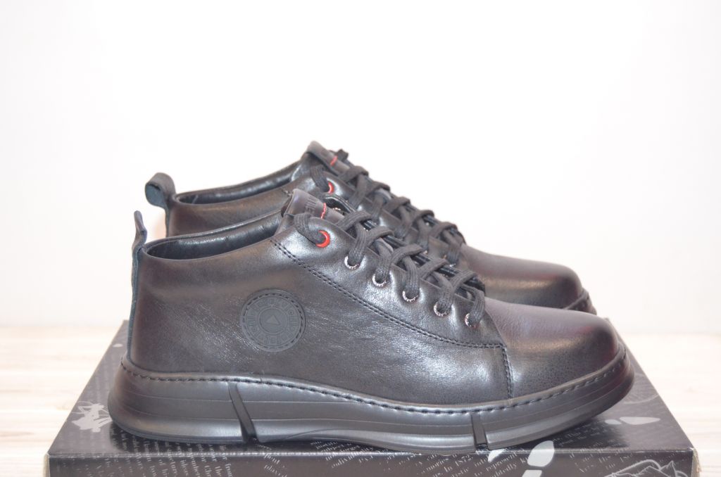 Ботинки мужские демисезонные Detta Studio 845 чёрные кожаные, размеры 43,45