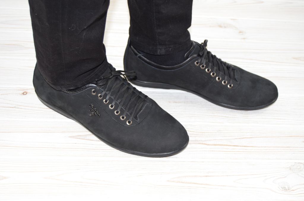 Туфлі чоловічі Konors 870-3-1 чорні нубук на шнурках, останній розмір 45