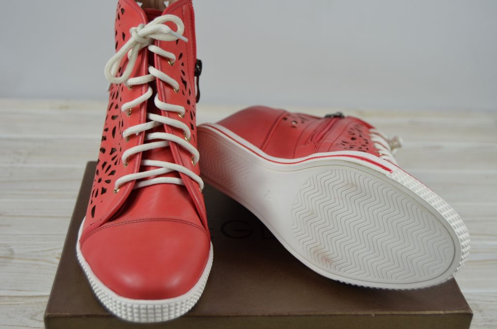 Ботильйони-снікерси жіночі Meglias 890-648К червоні шкі - ChiChi-Shoes