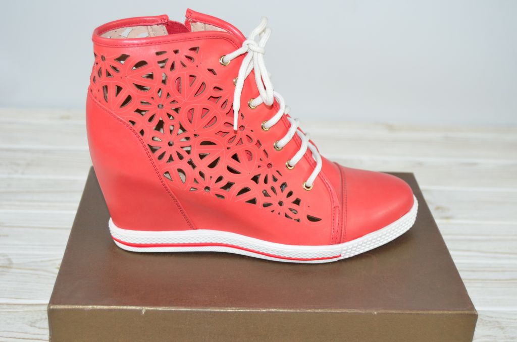 Ботильйони-снікерси жіночі Meglias 890-648К червоні шкі - ChiChi-Shoes