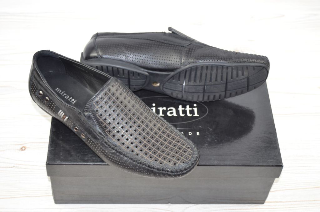 Туфлі-мокасини чоловічі Miratti 891610-5 чорні шкіра (останній 41 розмір)