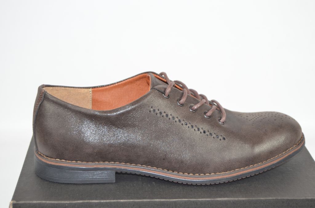 Туфлі броги чоловічі Broni 9-04 коричневі нубук, розміри 41,44