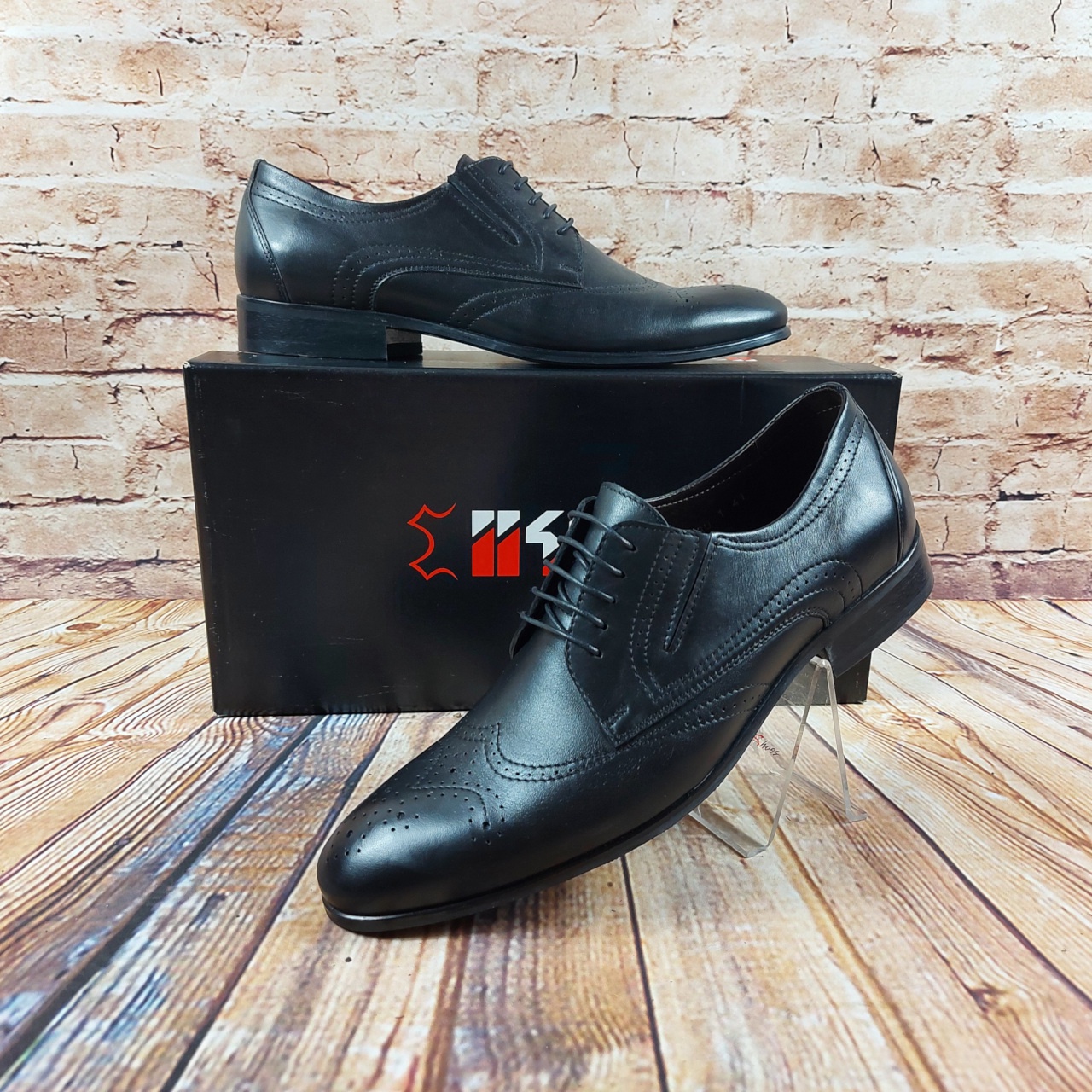 Туфли мужские Ikos 90-1 чёрные кожа на шнурках размеры 41,44
