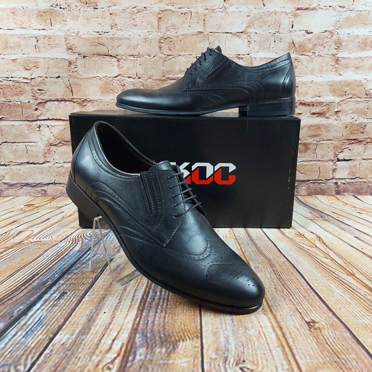 Туфли мужские Ikos 90-1 чёрные кожа на шнурках размеры 41,44