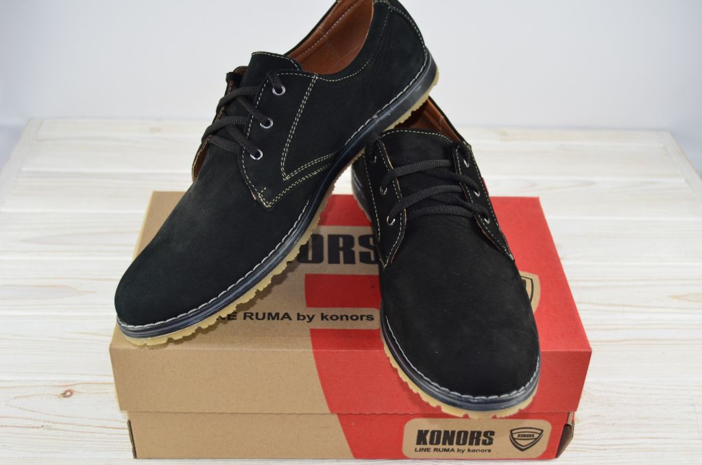 Туфли мужские Konors 901-3-1 чёрные замша (последний 45 размер)