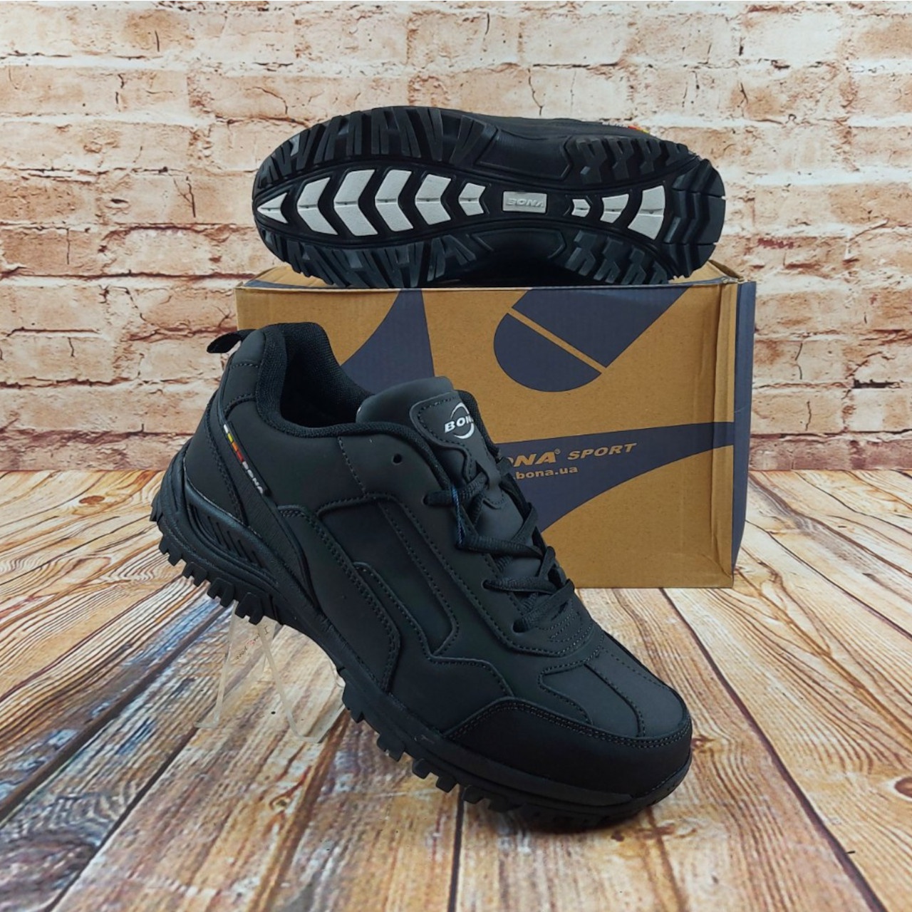 Кросівки чоловічі BONA 920Д-6 зима чорні нубук
