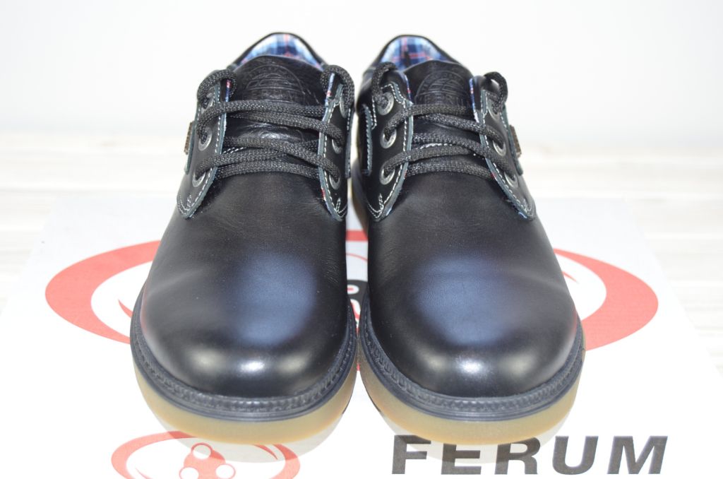 Туфлі чоловічі Ferum T-2 чорні шкіра на шнурках, останній 40 розмір