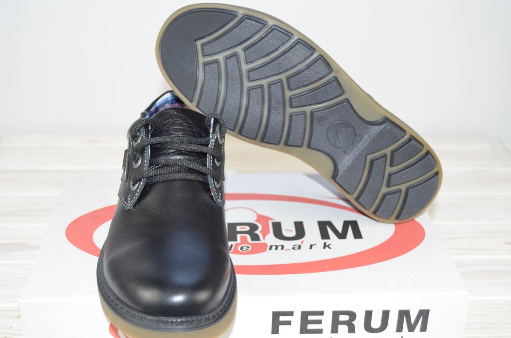 Туфлі чоловічі Ferum T-2 чорні шкіра на шнурках, останній 40 розмір