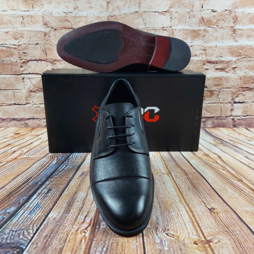 Туфлі чоловічі IKOS 007-1 чорні шкіра на шнурках