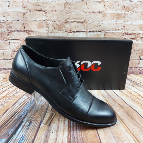 Туфлі чоловічі IKOS 007-1 чорні шкіра на шнурках