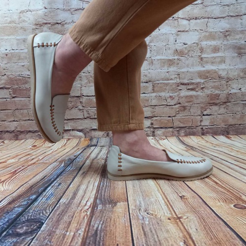 Туфли женские лоферы La Pinta 0095-781 бежевые кожаные