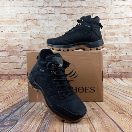 Ботинки мужские Swin Shoes 10022-1 зима чёрные эконубук, последний 42 размер