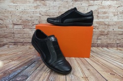 Туфлы мужские чёрные экокожа FORRA 10166, последний 42 размер