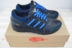 Кроссовки мужские Vitex 10806-7 чёрно-синие кожа
