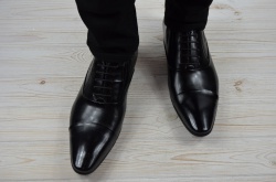 Туфлі чоловічі Tezoro 11129 чорні шкіра-лак на шнурках (останній 44 розмір)