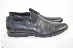 Туфлі чоловічі Miratti 1113 чорні шкіра на гумках, останній 40 розмір