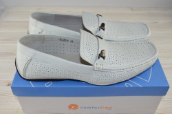Туфли-мокасины мужские Comfortime 12222 белые кожа последний размер 43