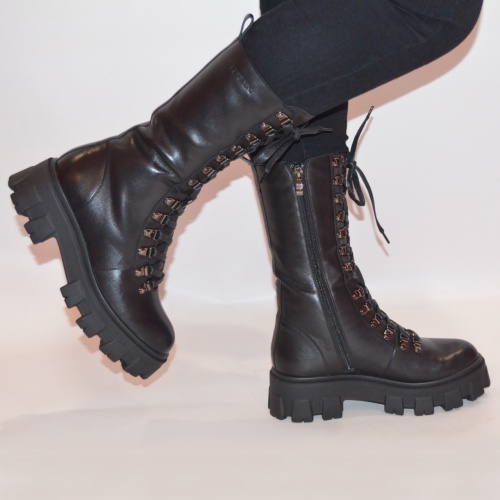 Ботинки женкие зимние Fereski1273-23 размеры 37,38 чёрные кожаные