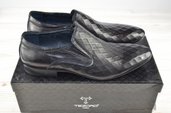 Туфлі чоловічі Tezoro 13035 чорні шкіра на гумках розміри 39,40