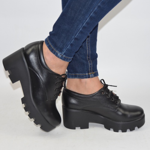 Туфли женские Роста 1503 чёрные кожа (последний 37 размер)