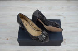 Туфли женские Clotilde 160-465 чёрные кожа каблук с открытым носком