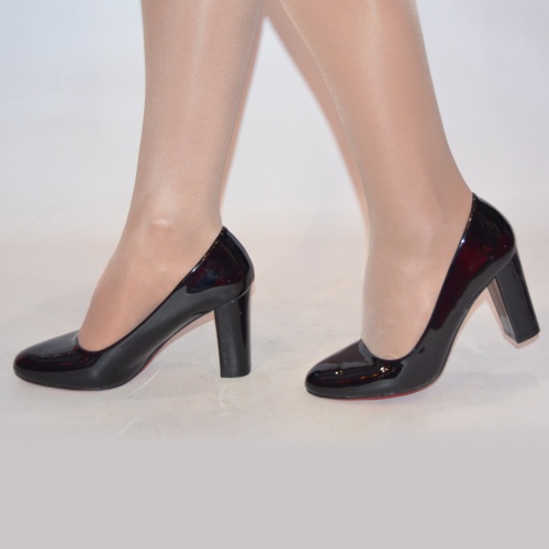 Туфли женские Meko Melo 1609 чёрные кожа-лак каблук размеры 37,38