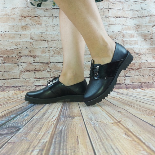 Туфли женские чёрные кожа Роста 16100, последний 37 размер