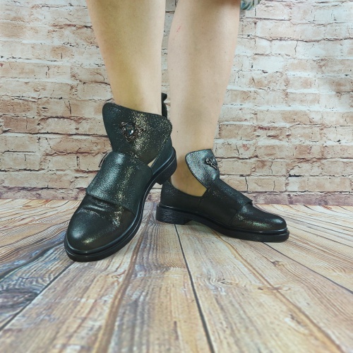 Туфлі жіночі Auris 1828-2 чорні шкіра низький хід