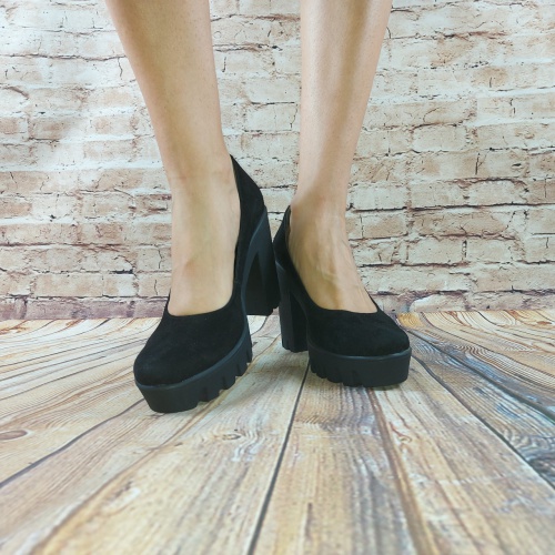 Туфли женские чёрные замша Olli 20-818, последний 40 размер