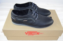 Туфли подростковые Vitex 2107 чёрные кожа на шнурках