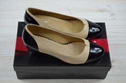 Туфлі жіночі Magnori 239-80 бежево-чорні шкіра каблук (останній 36 розмір)