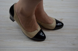 Туфлі жіночі Magnori 239-80 бежево-чорні шкіра каблук (останній 36 розмір)