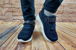 Кросівки дитячі шнурок + липучка текстиль сині Djong-golf