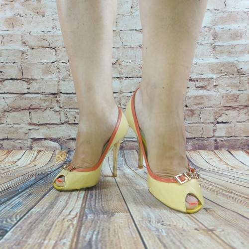 Туфлі жіночі Blizzarini 25-348 жовті шкіра каблук-шпилька
