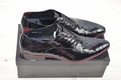 Туфлі чоловічі Miratti 2517 чорні шкіра-лак на гумці (останній 43 розмір)