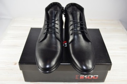 Ботинки мужские зимние IKOS 2655-1 чёрные кожа на шнурках