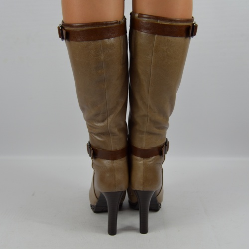 Чоботи жіночі зимові Flona 269 коричневі шкіра каблук