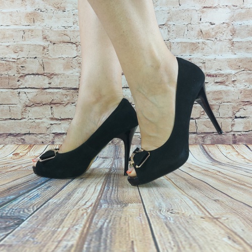 Туфли женские чёрные замша Beletta 3023-272-304, последний 37 размер