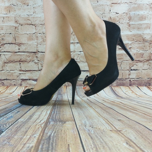 Туфли женские чёрные замша Beletta 3023-272-304, последний 37 размер