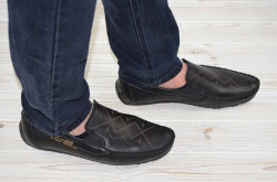 Туфли-мокасины мужские Belvas 327-1 чёрные кожа