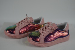 Кросівки дитячі на шнурках паєтки рожеві Djong-golf 5528-13