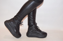 Ботинки женские зимние BV 59-01 чёрные кожаные