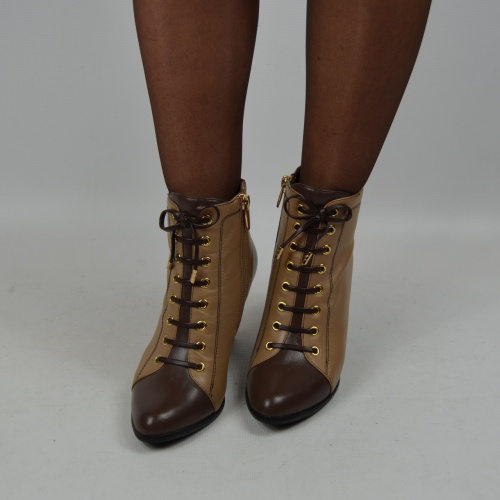 Ботильоны женские Дженриго 5938 коричневые кожа каблук (последний 35 размер)