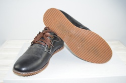 Туфлі чоловічі підліткові Konors 621-3-7-19 чорні шкіра на шнурках