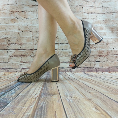Туфлі жіночі сірі шкіра каблук Lanzoni 682-1-1, останній 35 розмір